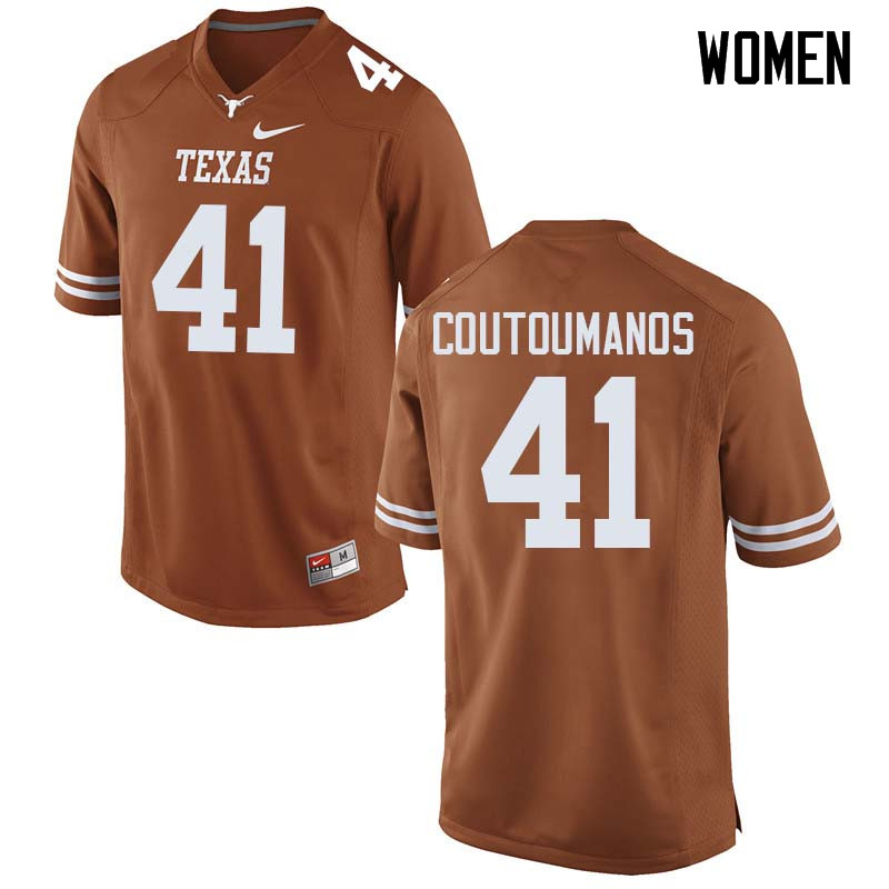 Women #41 Hank Coutoumanos Texas Longhorns College Football Jerseys Sale-Orange